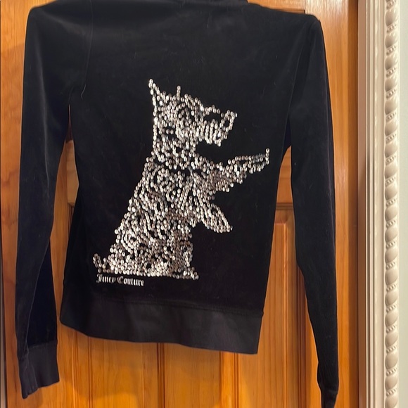 Juicy Couture Other - Black Velour Jacket with Silver Sequin Dog Motif by Juicy Couture!